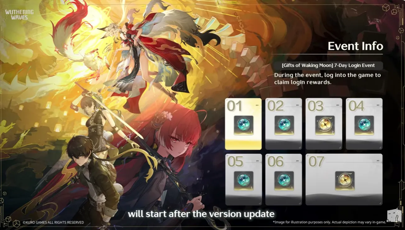 WuWa 3.7 Gifts of Waking Moon login rewards