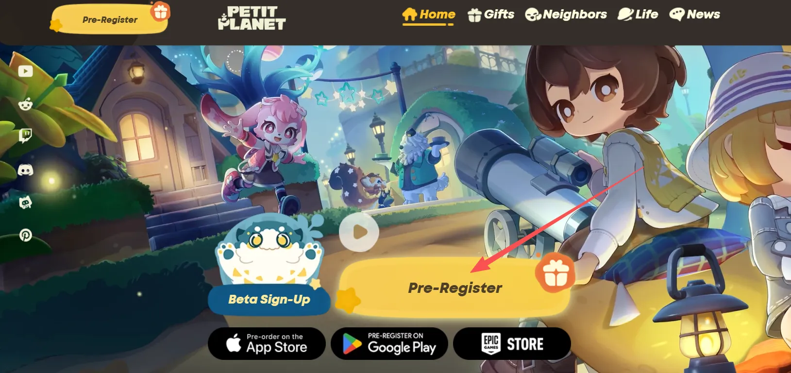 Petit Planet official website pre-registration page