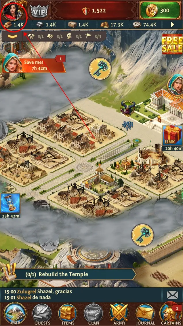 Переход в профиль Rise of Kingdoms