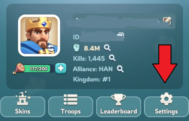 Tap the Settings (gear icon) in the bottom-right corner