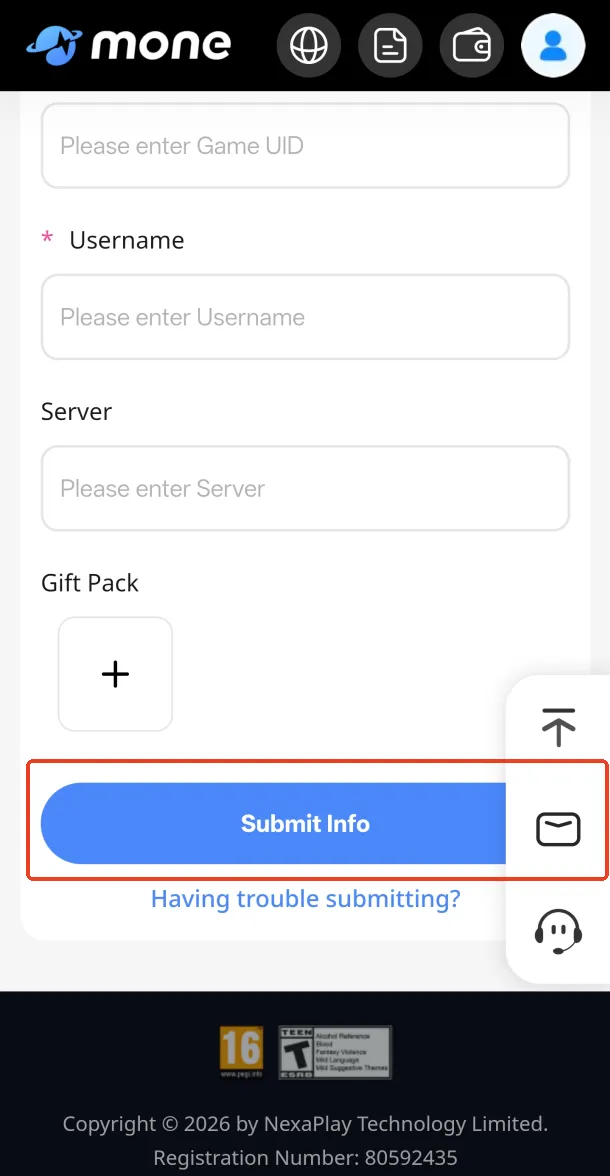 Upload the Whiteout Survival pack screenshot and submit information