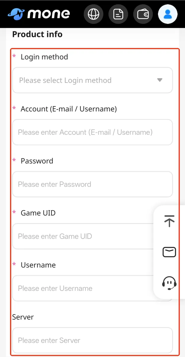 Enter login method, account information, Whiteout Survival ID, in-game name and server