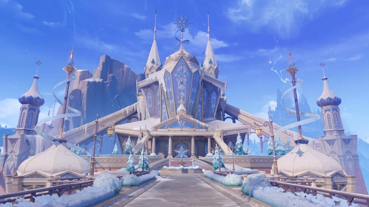 Ice-themed palace in Genshin Impact.